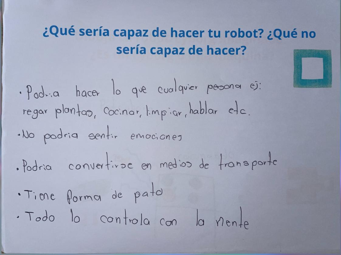 A robot imagined and drawn by one of the participants